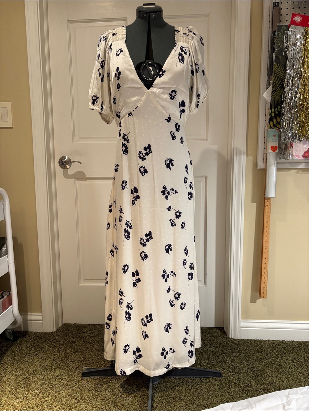 Scotch & Soda White Maxi Dress with Navy Floral Print